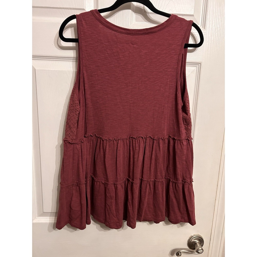 Torrid Vintage Slub 1 Notch Neck Lace Babydoll Tank Top Ruffle Boho Cottagecore - Picture 10 of 10